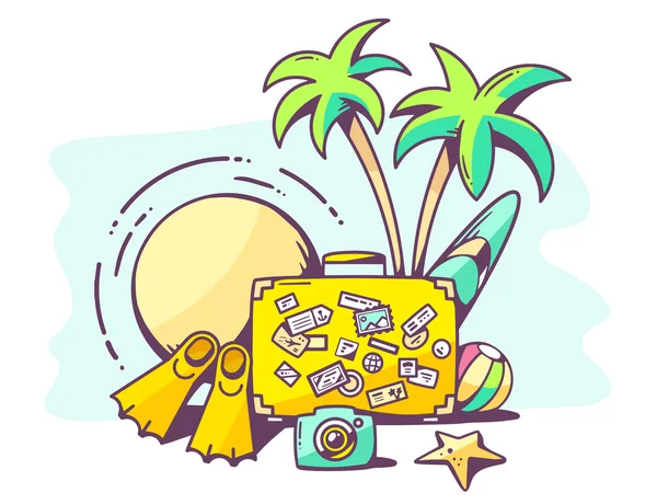 Summer holiday on blue background. — Stock Vector