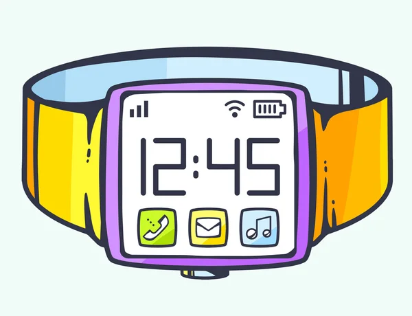 Smart watch with button on light background — Stock Vector