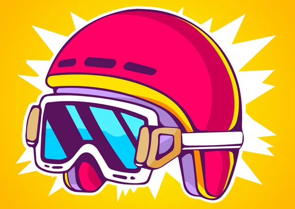 Casco de moda rojo sobre fondo amarillo . — Vector de stock