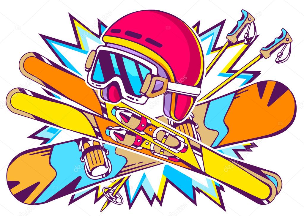 Helmet, snowboard and skis Stock Vector Image by ©wowomnom 69383943