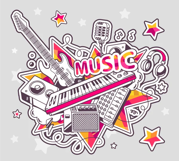 renkli müzik aletleri kümesi