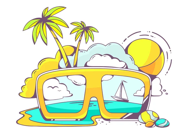 Gafas de sol con concepto de vacaciones — Vector de stock