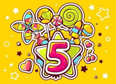 Yıldız ve tatlılar ile beş numara yığını