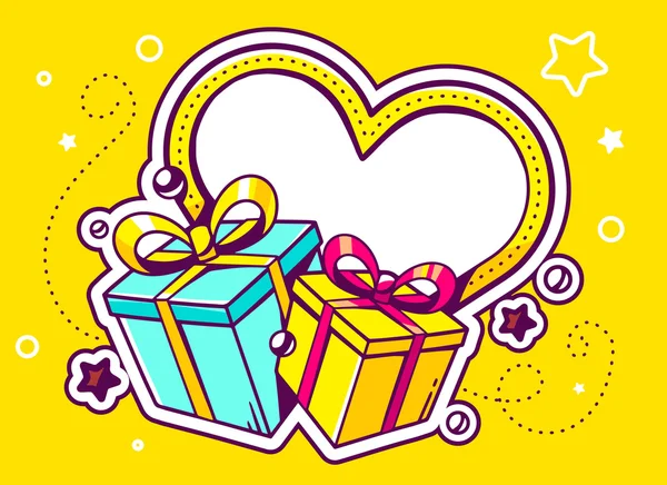 Cajas de regalo con corazón — Vector de stock