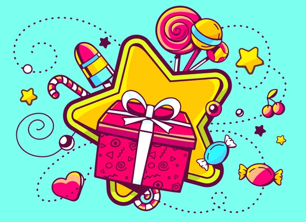 礼品盒和甜点 — 图库矢量图片
