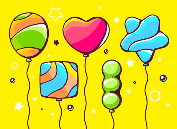 Balões listrados coloridos — Vetor de Stock
