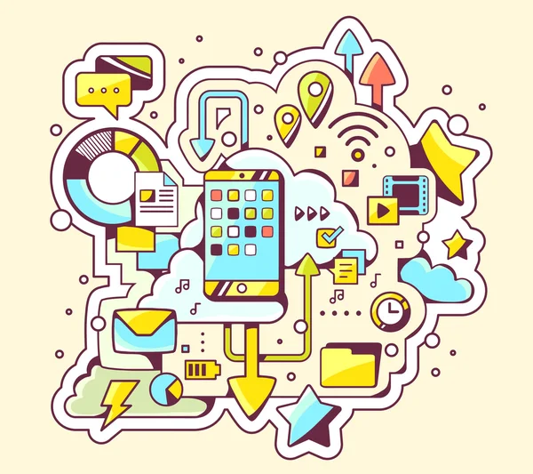 Sosyal medya ve mobil telefon — Stok Vektör