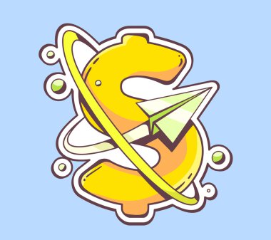 paper plane flying around dollar