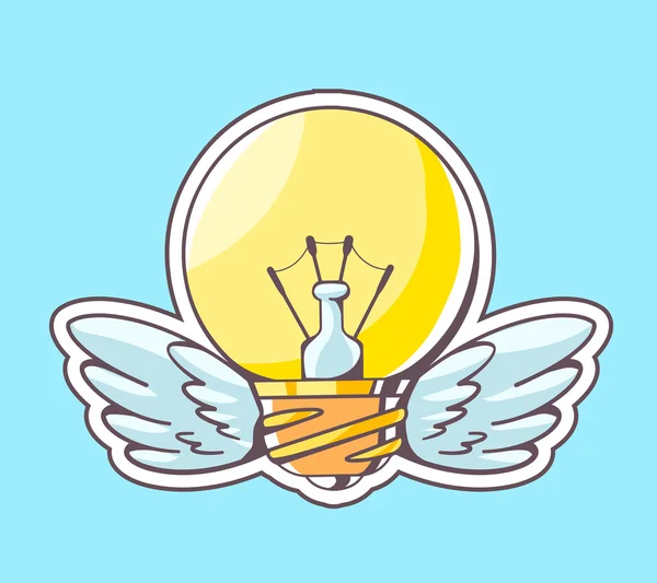 Lightbulb with wings flying — Stockový vektor