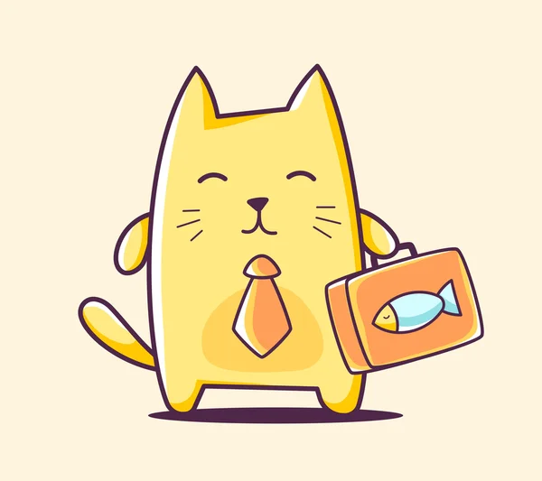 Color negocio carácter gato — Vector de stock