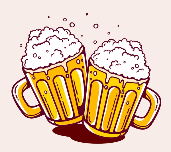Bright beer mugs — Stock Vector