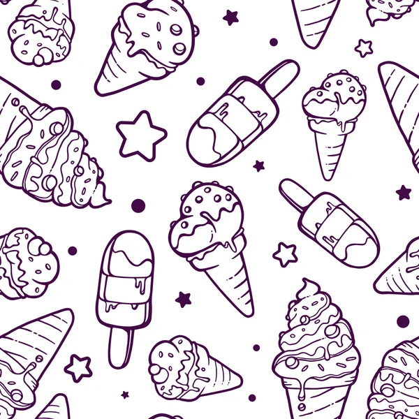 Different ice cream pattern — Stock Vector