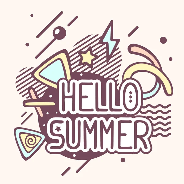 Retro-Farbe hallo Sommer Zitat — Stockvektor