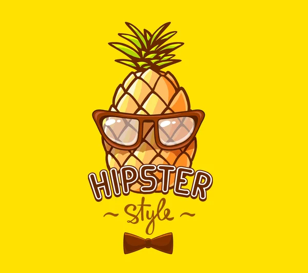 Hipster ananas z okulary i łuk — Wektor stockowy