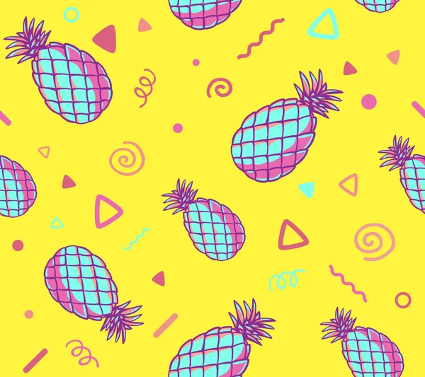 Kleurrijke patroon met ananas — Stockvector