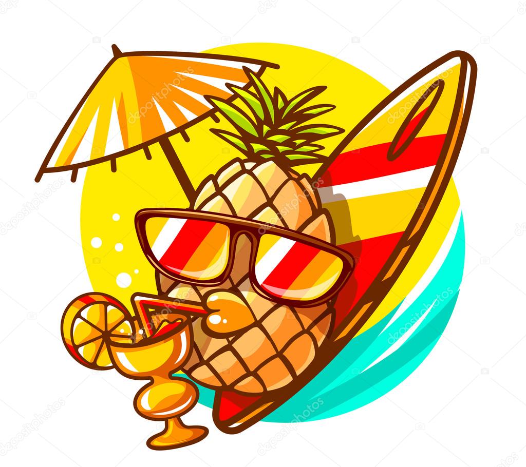 Colorful yellow hipster pineapple