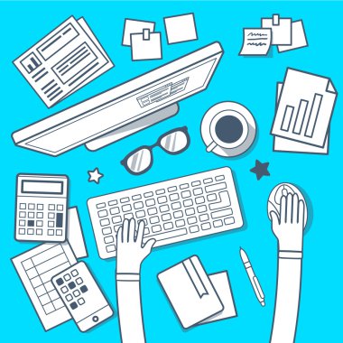 modern creative workplace in room