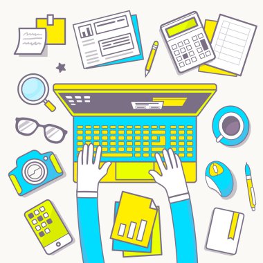 modern creative workplace in room