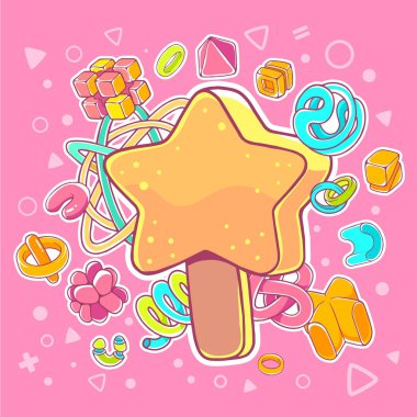 illustration of orange ice cream star