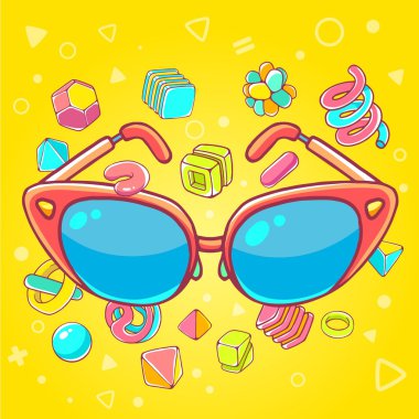 illustration of red sunglasses