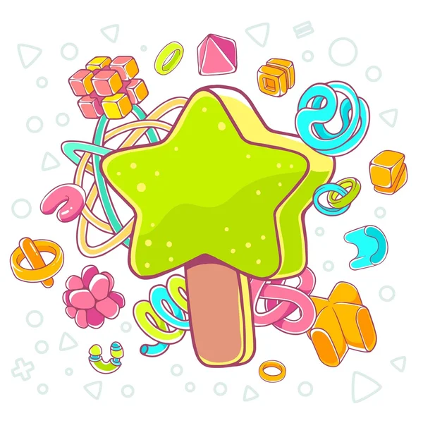 Green ice cream star — 图库矢量图片