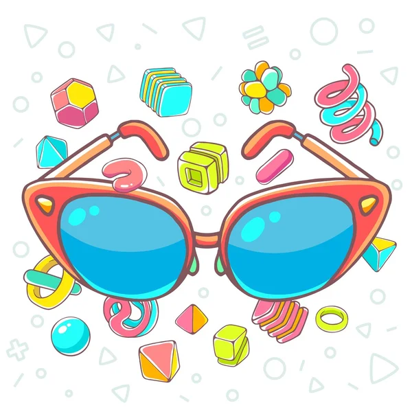 Ilustración colorida de gafas de sol rojas — Vector de stock