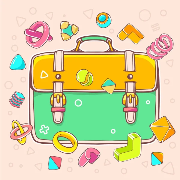 Yellow and green backpack — Stock Vector