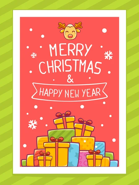 Card with Christmas gifts — 图库矢量图片