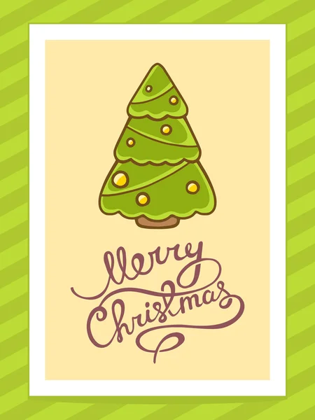 Karte mit grünem Weihnachtsbaum — Stockvektor