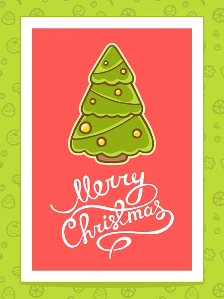 卡与绿色的圣诞树 — 图库矢量图片