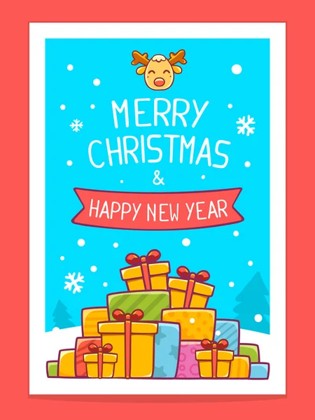 Tarjeta con regalos de Navidad — Vector de stock