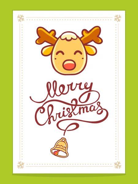 Card with yellow Christmas deer — 스톡 벡터