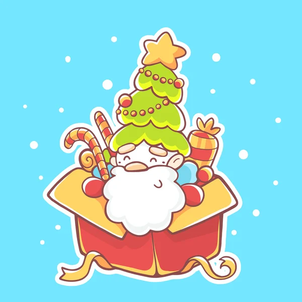 Santa claus sitting in red gift box — 图库矢量图片