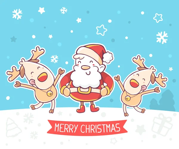 Santa a tančí soby — Stockový vektor