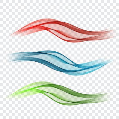 Soyut Arkaplan için Renkli Soyut Soyut Şeffaf Dalga Çizgileri Kümesi.