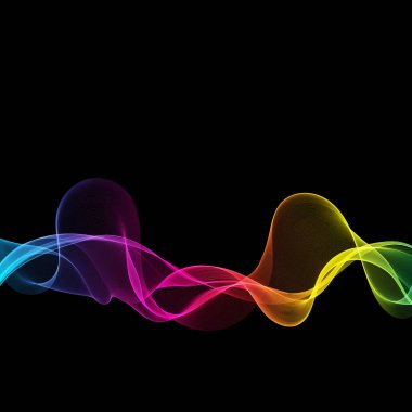 Siyah arkaplandaki vektör soyut ışık dalgaları. Şablon broşür tasarımı