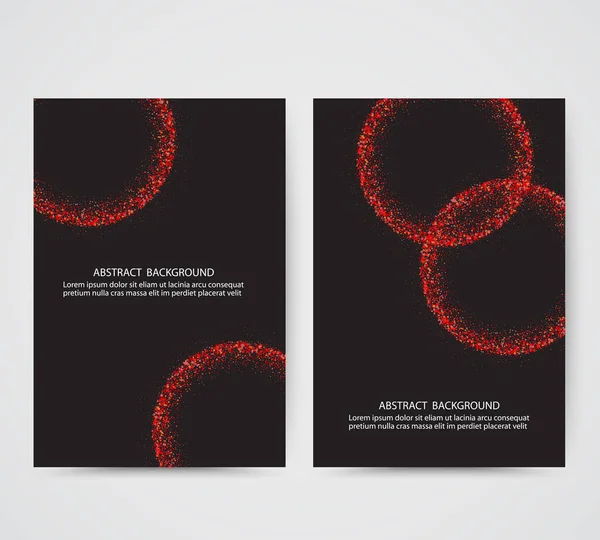 Dunkle Cover-Design-Vorlagen mit rotem Kreis gepunkteten Hintergründen. Layouts für Buch, Broschüre, Booklet, Faltblatt oder Zeitschriftencover. — Stockvektor