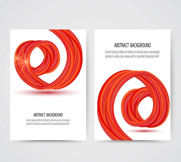 Vektor-Set aus roten, gewellten abstrakten Einbänden, Broschüren, Flyern, fließender Seide Eps10 — Stockvektor