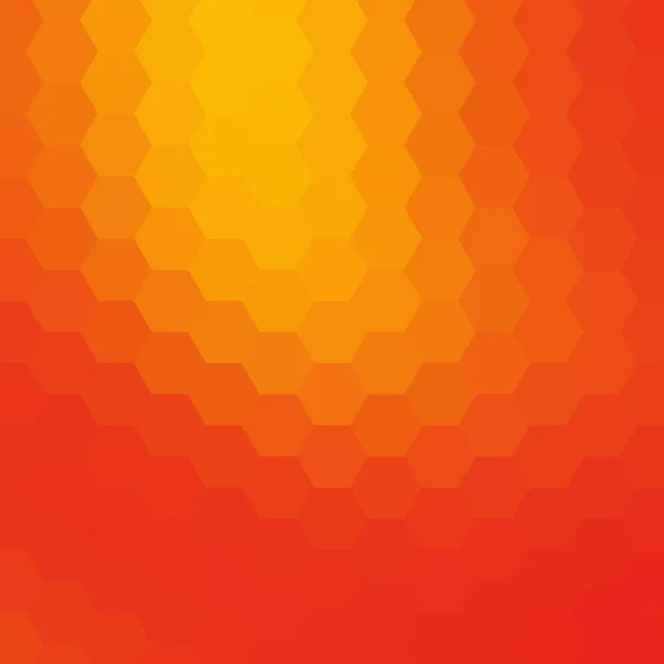 Abstraktes, trendiges orangefarbenes Sechseckmuster. Moderner polygonaler Hintergrund. Buntes Mosaik. — Stockvektor
