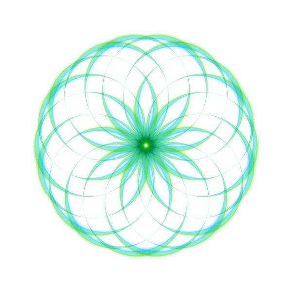 Desenho de fundo abstrato de linhas em forma de azul-verde na forma de uma flor. Modelo de brochura —  Vetores de Stock