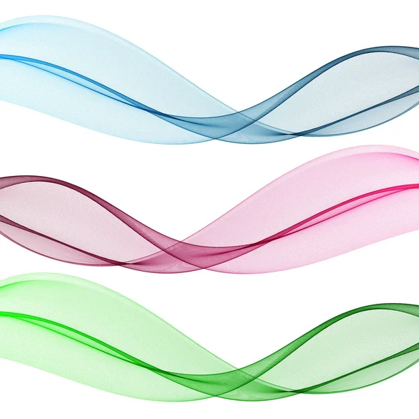 摘要背景、水平绿、粉红、蓝波线条、设计元素集. — 图库矢量图片
