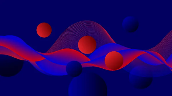 Onda abstracta fondo rojo azul. Ilustración de big data de tecnología. Visualización del ecualizador de música o sonido. — Vector de stock