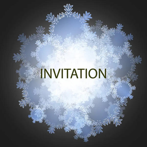 黒の背景に隔離された青の落下雪の結晶とクリスマスベクトルの背景。エレガンス雪の輝きパターン。バナーのデザイン。招待状 — ストックベクタ