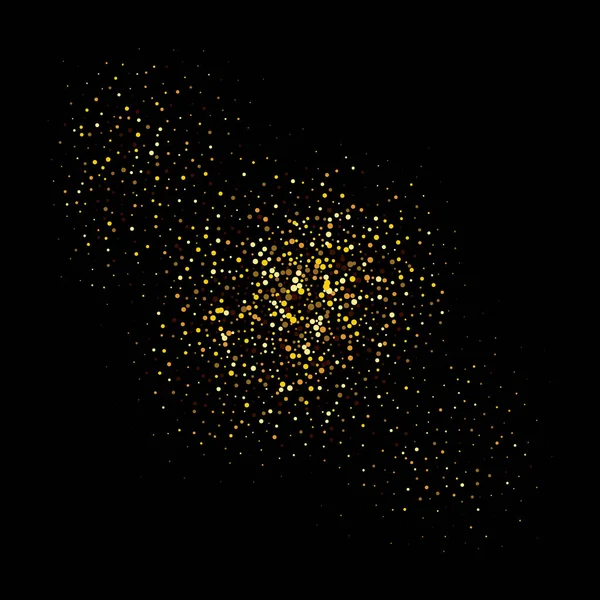 Złoty brokat tekstury projektu na czarnym tle. Złota eksplozja konfetti. Złote ziarniste abstrakcyjne tekstury na czarnym tle. — Wektor stockowy