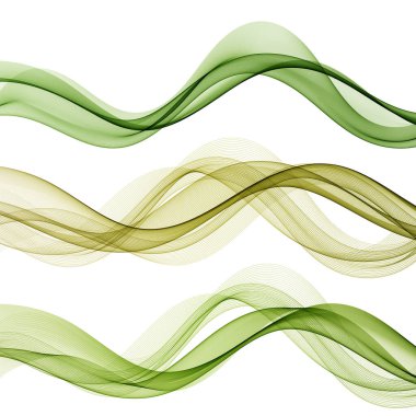 Soyut vektör akışı seti şeffaf yeşil dalga. Dinamik dalgalı çizgiler