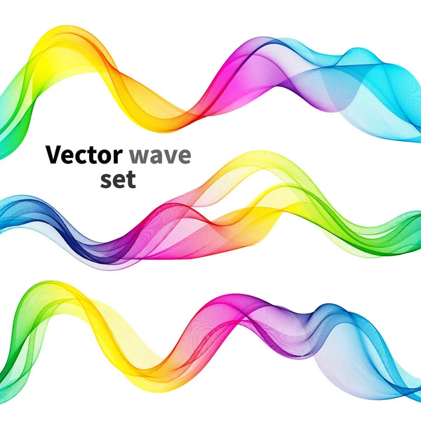 Абстрактний потік кольорових хвиль. Векторний кольоровий спектр фонової хвилі Набір — стоковий вектор