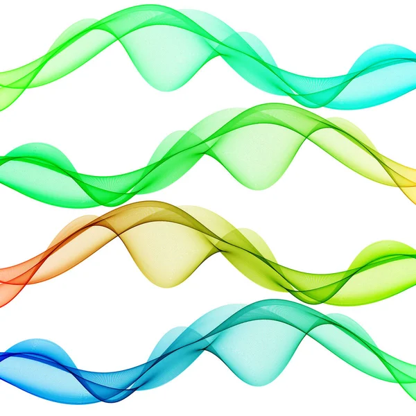Flux abstrait d'ondes colorées .Vector couleur de l'onde de fond transparent Set — Image vectorielle