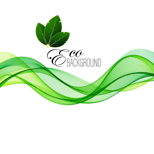 Ondas verdes sobre un fondo blanco, vector de fondo abstracto eco banner — Vector de stock