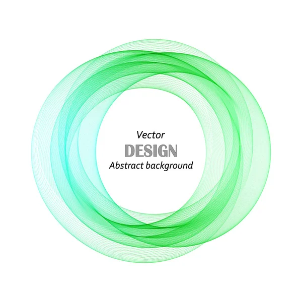 Lignes d'ondes transparentes circulaires vertes sur un fond abstrait blanc. Élément design. Modèle de brochure — Image vectorielle