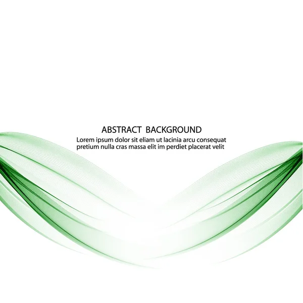 Líneas de onda transparentes verdes sobre un fondo abstracto blanco. Elemento de diseño. — Vector de stock